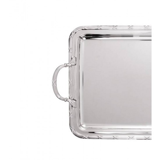 Bandeja 48x29,5x5cm Croise Inox E  Alça em Zamac Niquelado